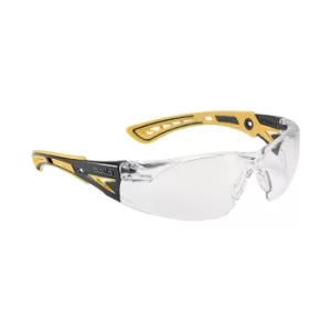 Image of Rush+ Rushppsiy Clear Polycarbonate Lens Yellow/Black Frame Spectacles