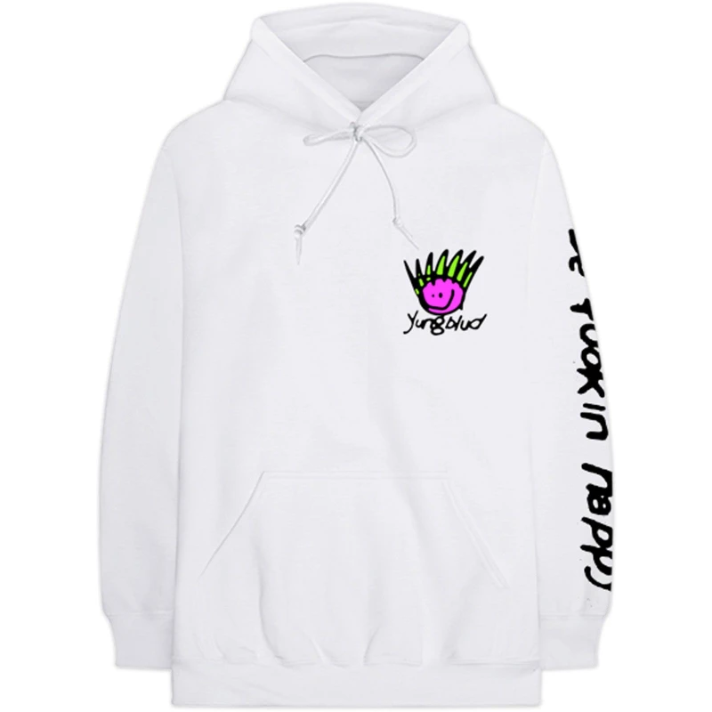 Image of Yungblud Yungblud Men Face Hoodie in White Size: Medium White M Male 5063300187777