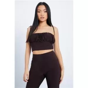 Image of I Saw It First Chocolate Petite Slinky Crop Top - Brown