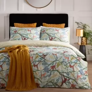 Image of Furn. Monkey Forest Green Reversible Duvet Cover and Pillowcase Set Green