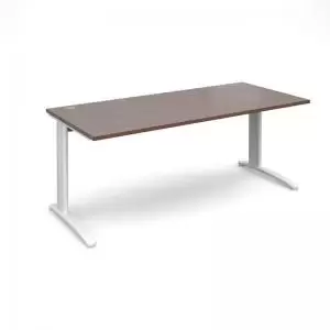 Image of TR10 straight desk 1800mm x 800mm - white frame and walnut top
