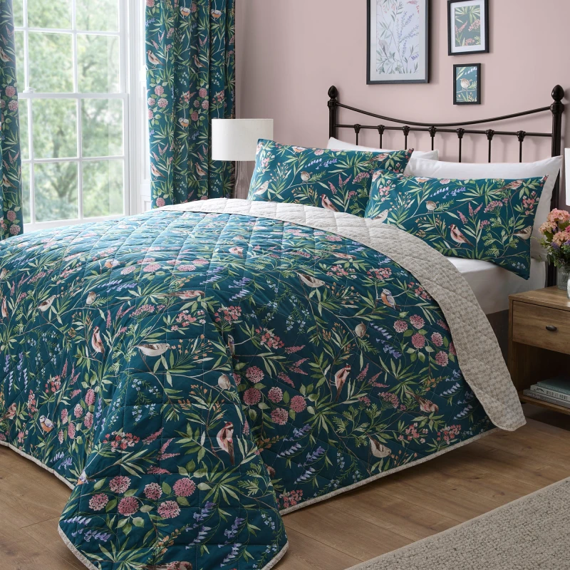 Image of Dreams & Drapes 'Caraway' Printed Quilted Bedspread Green