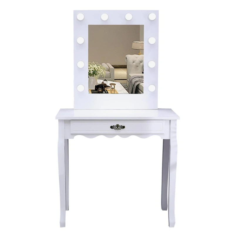 Image of Kabinet UK Vanity Table with LED-Lighted Mirror and Drawer White unisex One Size