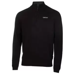 Image of DKNY Golf Chunky Knit Half Zip Top Mens - Black