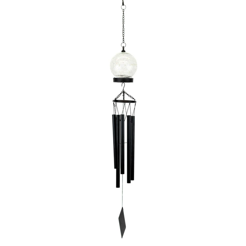 Image of Streetwize Solar LED Crackle With Wind Chime - Black One Size
