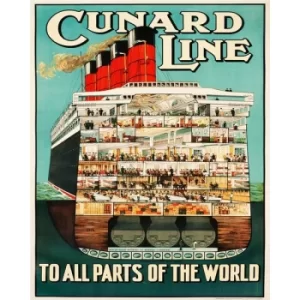 Image of Vintage Metal Sign Retro Advertising Cunard Line