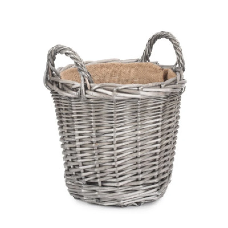 Image of Red Hamper W051 Wicker Small Antique Wash Finish Lined Log Baskets