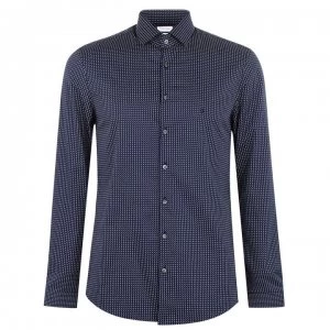 Image of Calvin Klein Patterned Slim Fit Shirt - Navy 420