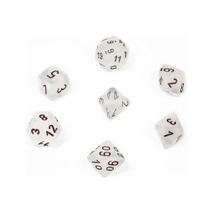 Image of Chessex Poly 7 Dice Set: Frosted Clear/black