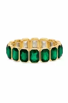 Image of Gold Plated Statement Green Stretch Bracelet