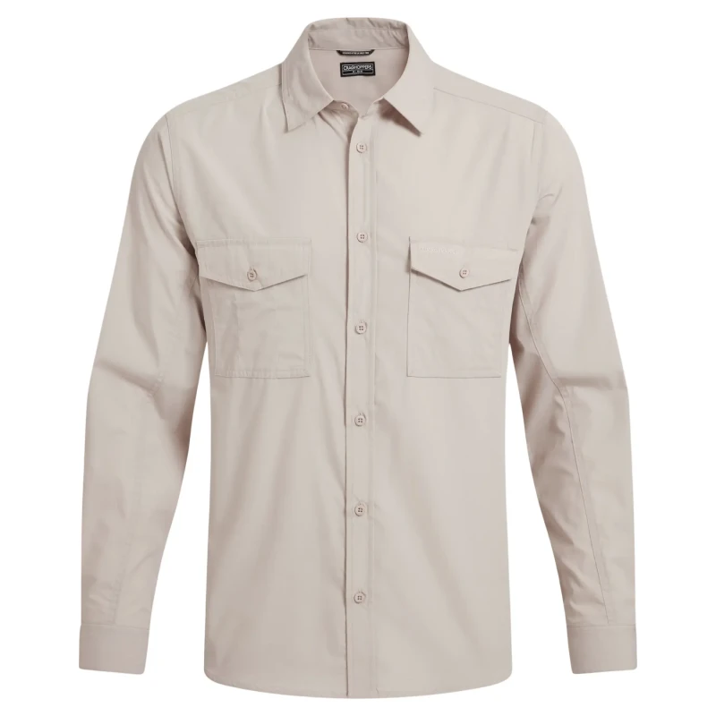 Image of Craghoppers Craghoppers Men Kiwi Long Sleeved Insect-Barrier Shirt in Beige Size: large Beige L Male 5063260132077