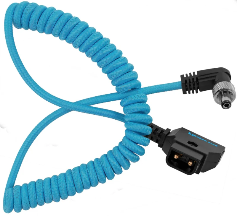 Image of Kondor Blue Coiled D-Tap to DC 5.5 x 2.1mm Male Barrel Cable