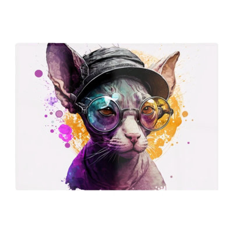 Image of Warren Reed Designer Cornish Rex With Glasses Splashart Chopping Board