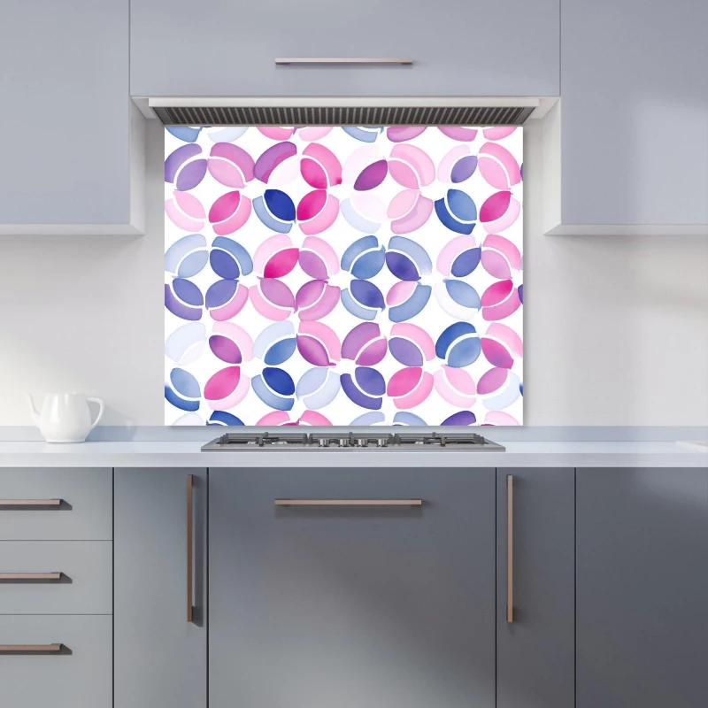 Image of Warren Reed - Designer Interlocking Pink Blue Shape Kitchen Splashback Size: 600mm x 650mm Pink Unisex 600mm x 650mm