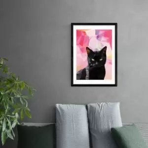 Image of East End Prints Black Cat Print Pink