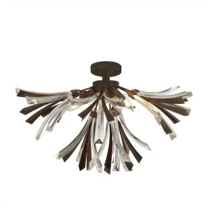 Image of 3 Light Flush Black Brushed Gold, E14