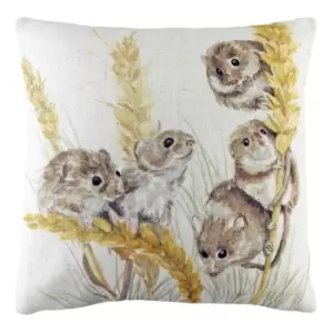 Image of Woodland Field Mice Cushion Multicolour, Multicolour / 43 x 43cm / Polyester Filled
