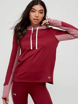 Image of Under Armour Training Training Coldgear Hooded Top - Berry, Berry Size M Women