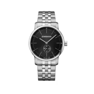 Image of Wenger Urban Classic Quartz Black Dial Stainless Steel Bracelet Mens Watch 01.1741.105