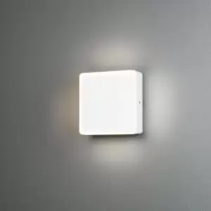 Image of Konstsmide Cesena Outdoor Modern Wall Light White, Square, Dusk To Dawn Sensor 10W LED, IP54