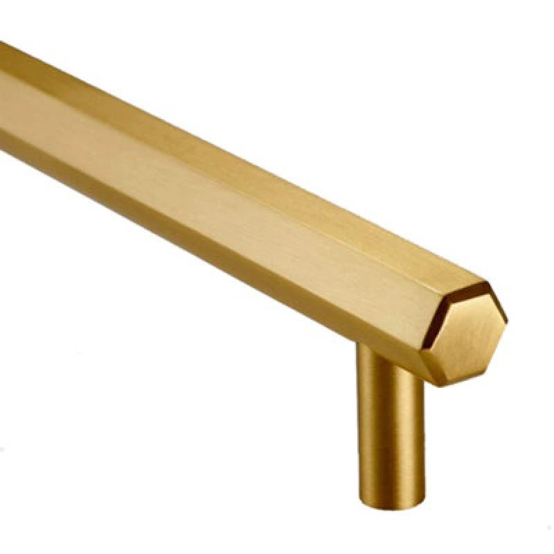 Image of Pushka Home Solid Brass Hexagon Bar Handle 320mm - Brushed Gold Finish