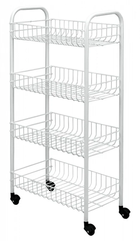 Image of Metaltex Pisa 4 Tier Rolling Cart, Plastic Coated, White