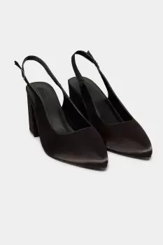 Image of Wide & Extra Wide Fit Satin Block Heel Court Shoes
