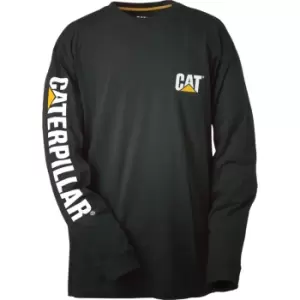 Image of Caterpillar Trademark Banner L/S Tee / Mens T-Shirts / Tee Shirts (Medium) (Black)