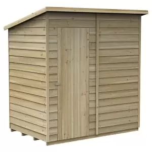Image of Forest Garden 6 x 4ft 4Life Pent Overlap Pressure Treated Windowless Shed with Base and Assembly