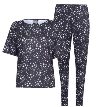 Image of Fabric Star Print Black Pyjama Legging Set - Star Print