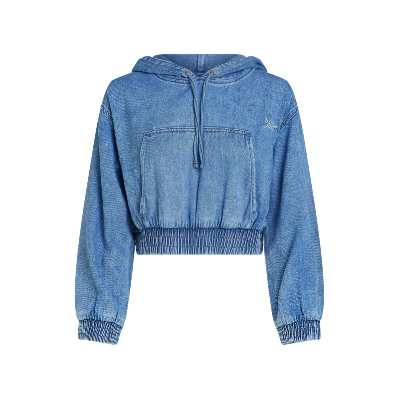 Image of Tommy Jeans Denim Cropped Hoodie - Blue Blue 10