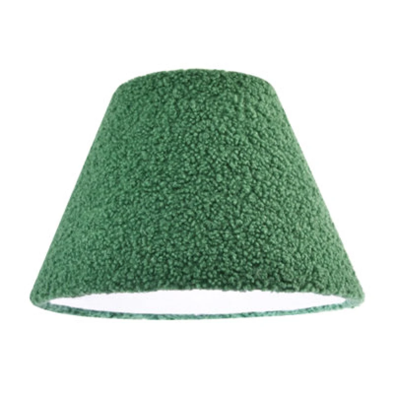 Image of Happy Homewares Emerald Green Textured Velvet Wool Fabric Lamp Shade With White Inner