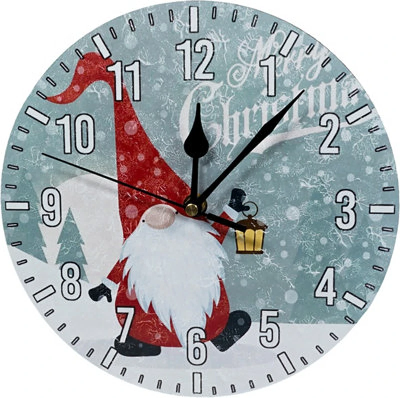 Image of Xmas Haus Christmas 9" Wall Clock Decoration with Santa Gonk Design ELV-895776