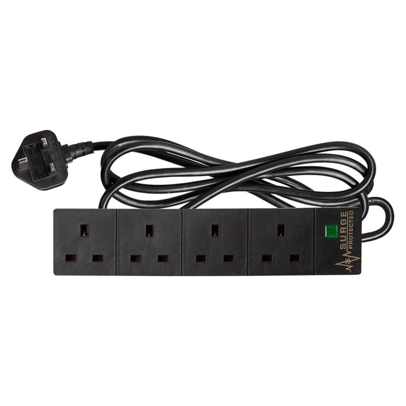 Image of Maplin 4 Socket Extension Lead with Surge Protection 13A Neon Indicato
