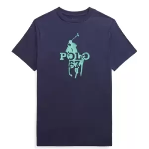 Image of Polo Ralph Lauren Large Print T Shirt - Blue