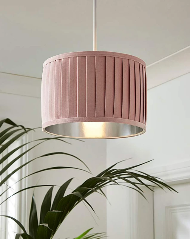 Image of Searchlight Pleated Velvet Blush Shade 30cm Blush - Searchlight Blush ZG33101