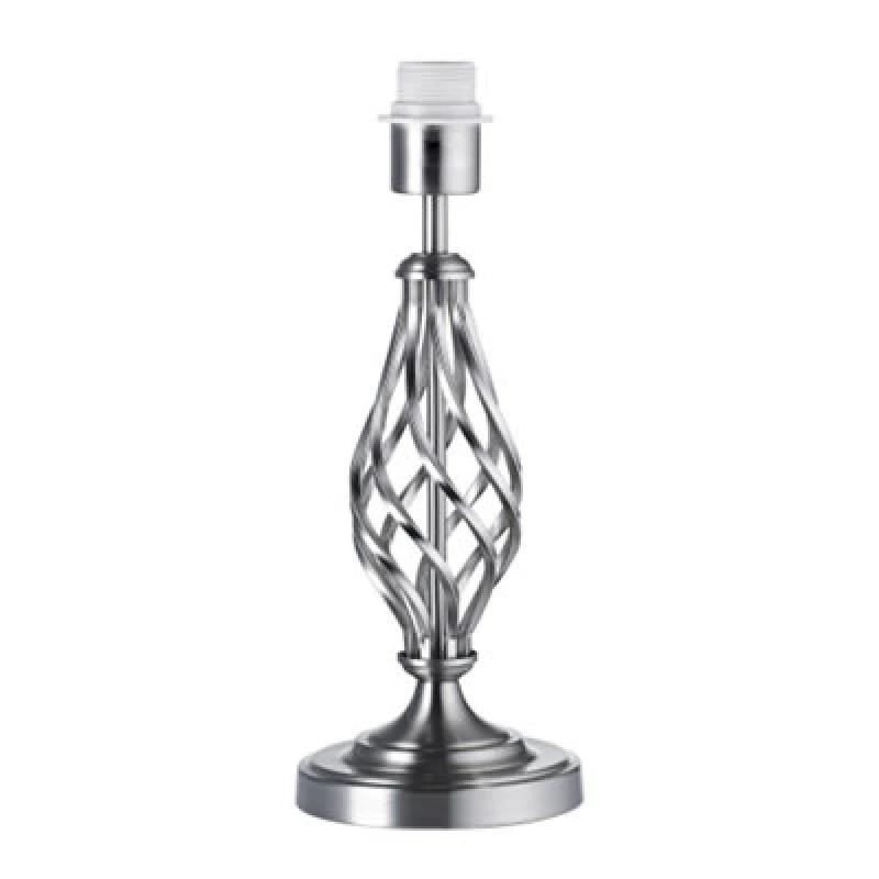 Image of Happy Homewares Traditional Brushed Satin Nickel Table Lamp Base With Twist Metal Stem Design