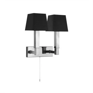 Image of 2 Light Wall Light Chrome, Satin Silver, Black Shades, E14