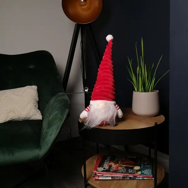 Image of 40cm Sitting Plush Christmas Gonk with Grooved Hat in Red