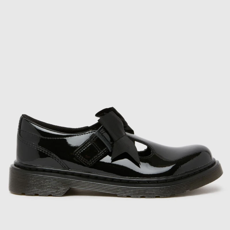 Image of Dr. Martens Black Polley II Bow Girls Junior Shoes Black UK 3