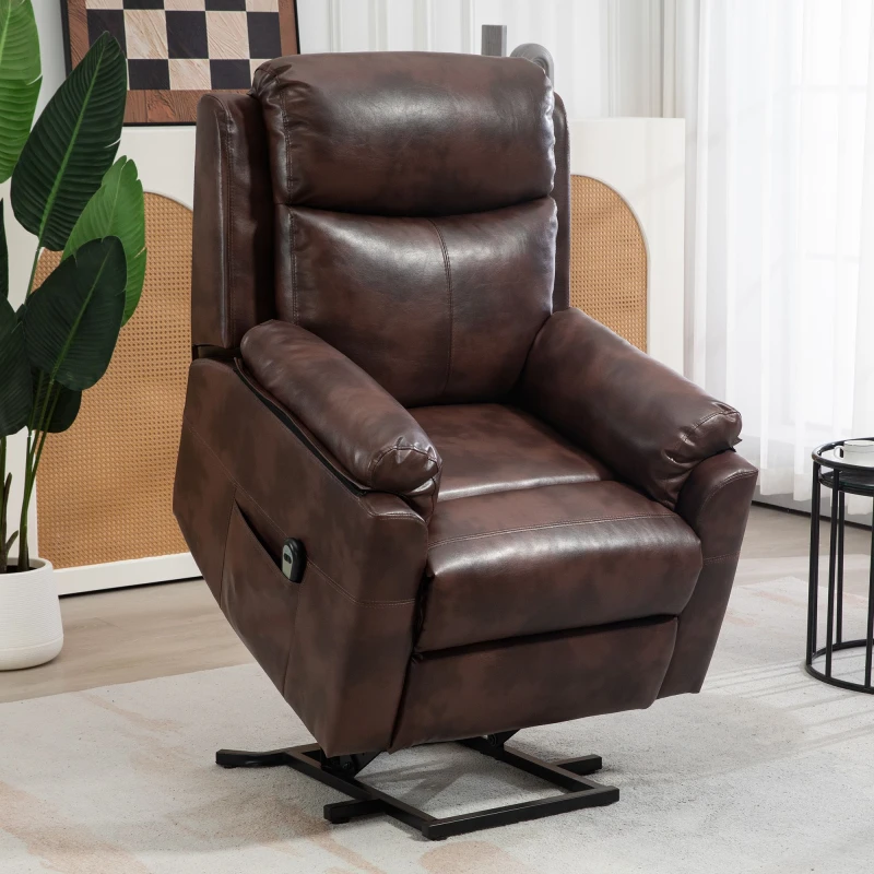 Image of HOMCOM Power Lift Chair Electric Riser Recliner with Remote Control - Brown - Dark brown TJ Hughes 5056725548667