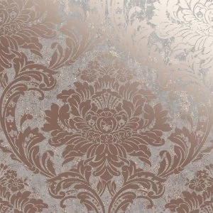 Image of Graham & Brown Superfresco Milan Damask Wallpaper - Rose Gold