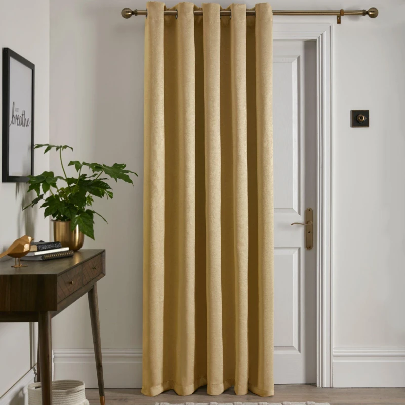 Image of Fusion Strata Single Panel Door or Window Eyelet Curtain Eyelet Curtains 66x84in Yellow 38290813000
