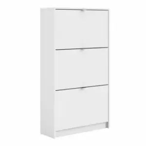 Image of Shoes Hallway Storage Cabinet With 3 Tilting Doors And 2 Layers White