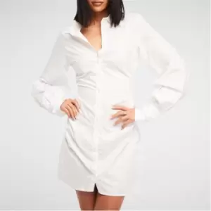 Image of Missguided Tall Long Sleeve Mini Shirt Dress - White
