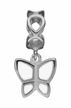 Image of Ladies Christina Sterling Silver Butterfly Love White Bead Charm 623-S42-WHITE