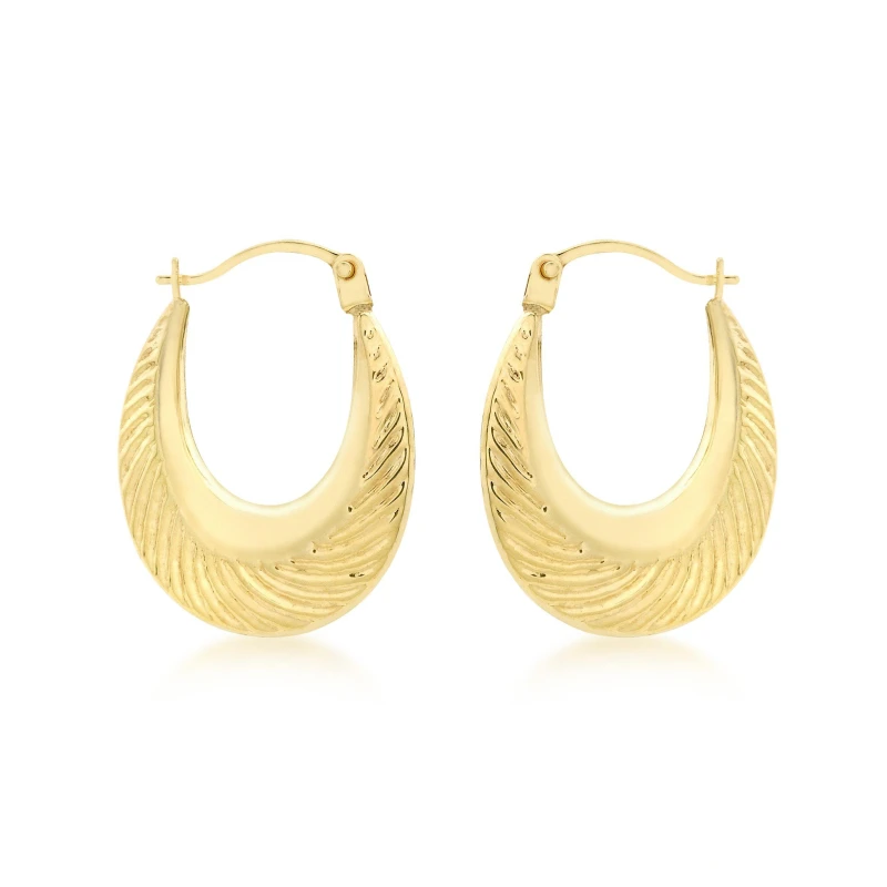 Image of Be You 9ct Gold Patterned Creole Earrings Yellow Gold female One Size