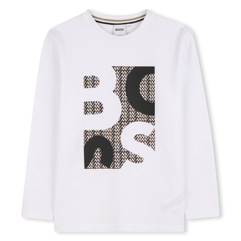 Image of Boss Kids Print Long-sleeve T-Shirt White male 6Y