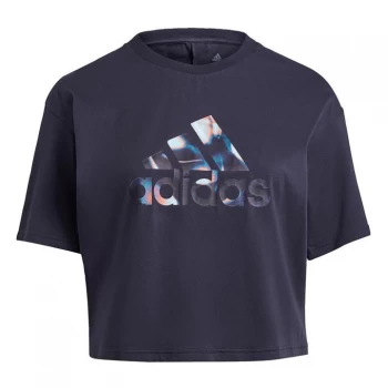 Image of adidas U4U Crop Logo T-Shirt (Plus Size) Womens - Legend Ink