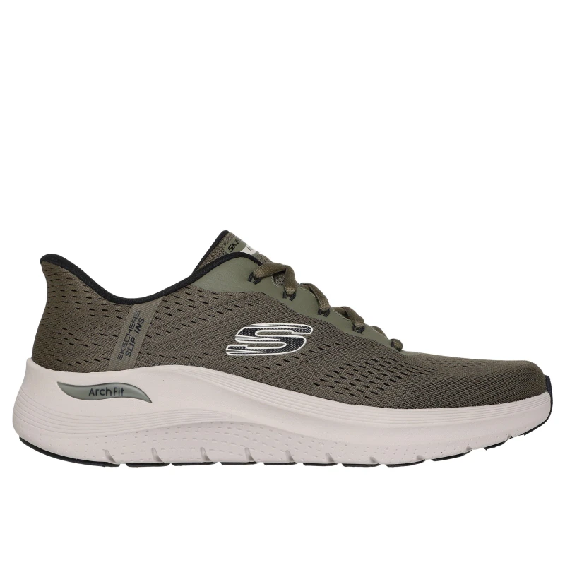Image of Skechers Mens Arch Fit Low-Top Trainers Olive male 7 (41)